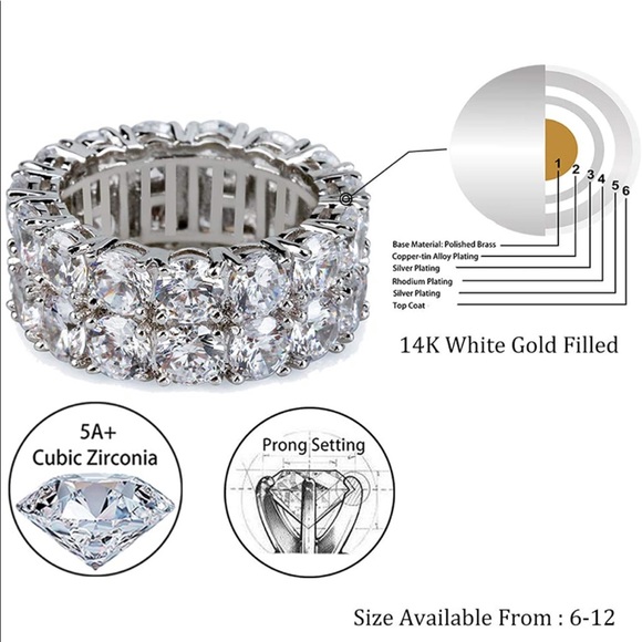 ✨DEAL✨14k Silver Plated Iced Diamond Ring - Picture 3 of 3